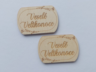 Dřevěný nápis Veselé Velikonoce - 3,6 x 5,5 cm