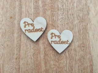 Dřevěné srdíčko PRO RADOST - 2,5 cm