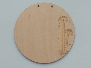 Dřevěné kolečko pod macramé Andělku - 15cm - houbičky