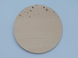 Dřevěné kolečko pod macramé Andělku - 15cm - hvězdné nebe