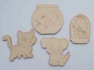 Dřevění domácí mazlíčci k dotvoření - 4 ks