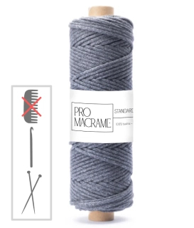 bavlněná šňůra Pro Macramé 5mm, splétaná - antracitová