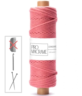 bavlněná šňůra Pro Macramé 5mm, splétaná - malinová