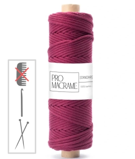 bavlněná šňůra Pro Macramé 5mm, splétaná - burgundy