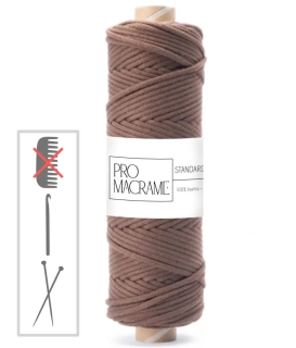 bavlněná šňůra Pro Macramé 5mm, splétaná - hnědá