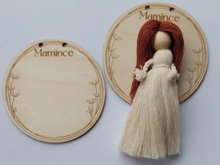 Dřevěné kolečko pod macramé Andělku - 10cm - Mamince
