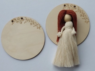 Dřevěné kolečko pod macramé Andělku - 10cm - větvička