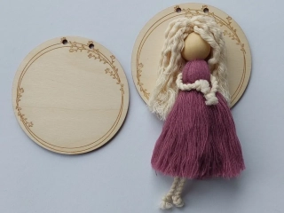 Dřevěné kolečko pod macramé Andělku - 10cm - větvičky v kruhu