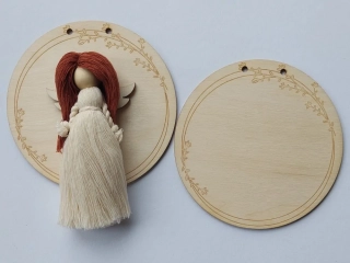 Dřevěné kolečko pod macramé Andělku - 12,5cm - větvičky v kruhu