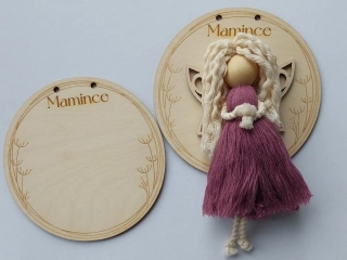 Dřevěné kolečko pod macramé Andělku - 12,5cm - Mamince