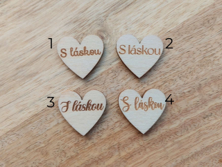 Dřevěné srdíčko S LÁSKOU- 2,5 cm