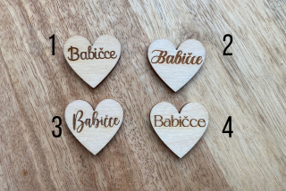 Dřevěné srdíčko BABIČCE - 2,5 cm