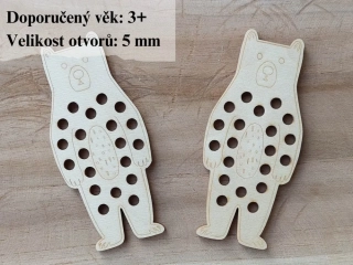Dřevěný medvěd na vyšití 10 x 4,5 cm