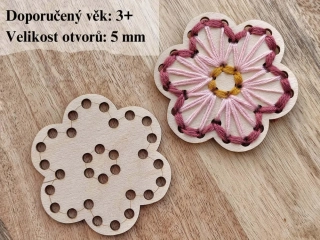 Dřevěná květina na vyšití - 7 cm