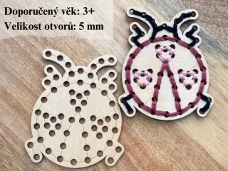 Dřevěná beruška na vyšití - 10 x 8,5 cm