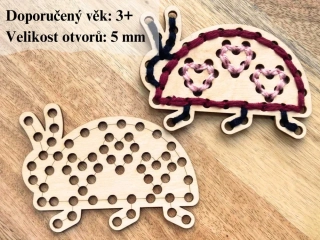 Dřevěná beruška na vyšití - 10 x 7,5 cm