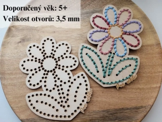 Dřevěná květina na vyšití - 16 x 11 cm - PANÍ UČITELCE