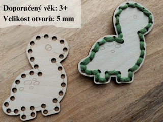 Dřevěný dinosaurus na vyšití 9 x 9 cm