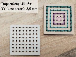 Dřevěná destička na vyšití 8 x 8 cm - rovný steh