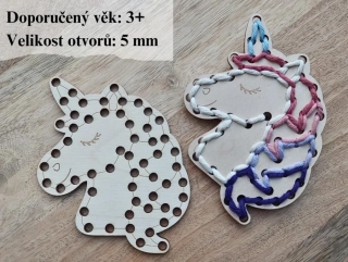 Dřevěný jednorožec na vyšití - 9 x 10 cm