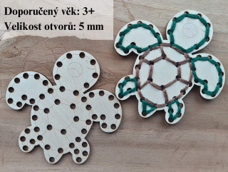 Dřevěná želva na vyšití - 10 x 10 cm