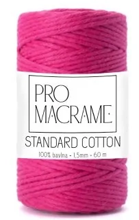 bavlněná šňůra Pro Macramé – STANDARD COTTON 2mm / 50 m - růžová