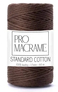bavlněná šňůra Pro Macramé – STANDARD COTTON 2mm / 50 m - hnědá