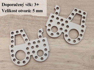 Dřevěný traktor na vyšití - 10 x 10 cm