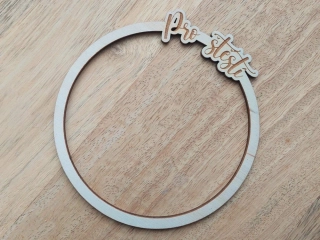 Dřevěný kruh pod macramé andělku - placatý PRO ŠTĚSTÍ - 10 cm