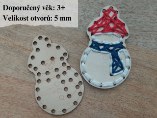 Dřevěný sněhulák na vyšití - 11 x 6 cm
