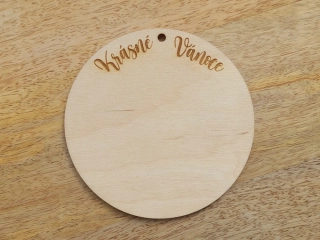 Dřevěné kolečko pod macramé Andělku - 10cm - KRÁSNÉ VÁNOCE