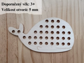 Dřevěná velryba na vyšití - 12 x 6 cm