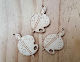 Dřevěná malířská paleta - 3,5 x 2 cm