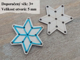 Dřevěná hvězda na vyšití - 11 x 6 cm