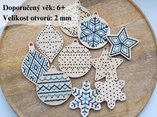 Dřevěné vánoční baňky na vyšití - 8 - 10 cm