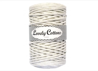 Bavlněná šňůra Lovely Cottons 5mm - Bílá se zlatou nitkou 