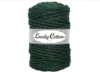 Bavlněná šňůra Lovely Cottons 5mm - Lahvově zelená se zlatou nitkou 