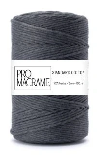 bavlněná šňůra ProMacrame – STANDARD cotton 5 mm - délka 50 m - Antracit 