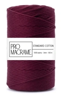 bavlněná šňůra ProMacrame – STANDARD cotton 5 mm - délka 50 m - Burgundy