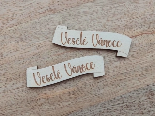 Dřevěná cedulka VESELÉ VÁNOCE - 9 x 3 cm