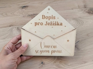 Dřevěná obálka na vánoční přání - 17 x 17 cm