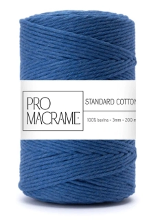 bavlněná šňůra ProMacrame – STANDARD cotton 5 mm - délka 50 m - Modrá jeansová