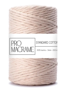 bavlněná šňůra ProMacrame – STANDARD cotton 5 mm - délka 50 m - Tělová
