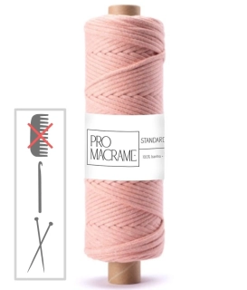 bavlněná šňůra Pro Macramé 5mm, splétaná - broskvová