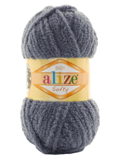 Plyšová příze Alize Softy - tmavě šedá 87