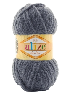 Plyšová příze Alize Softy - tmavě šedá 87