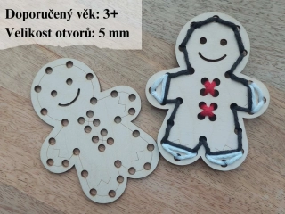 Dřevěný perníček na vyšití - 9 x 7 cm