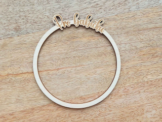 Dřevěný kruh pod macramé andělku - placatý PRO BABIČKU - 10 cm