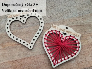 Dřevěné srdíčko na vyšití - 12 x 10 cm - MILOVANÉ MAMINCE