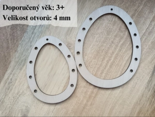 Dřevěné vajíčko na vyšití - 12 a 9,5 cm